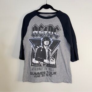 AC/DC M Highway to Hell Summer Concert Tour 1979 Raglan Sleeve T-Shirt Band Tee